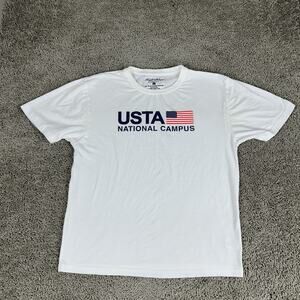 USTA National Campus Shirt Mens Large White Wright Ditson Tennis Graphic Tee